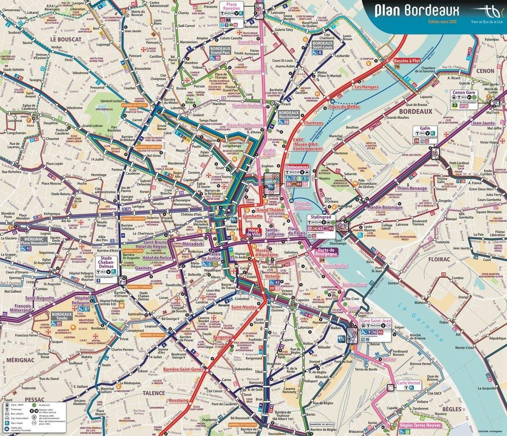 Bordeus autobús mapa de rutes