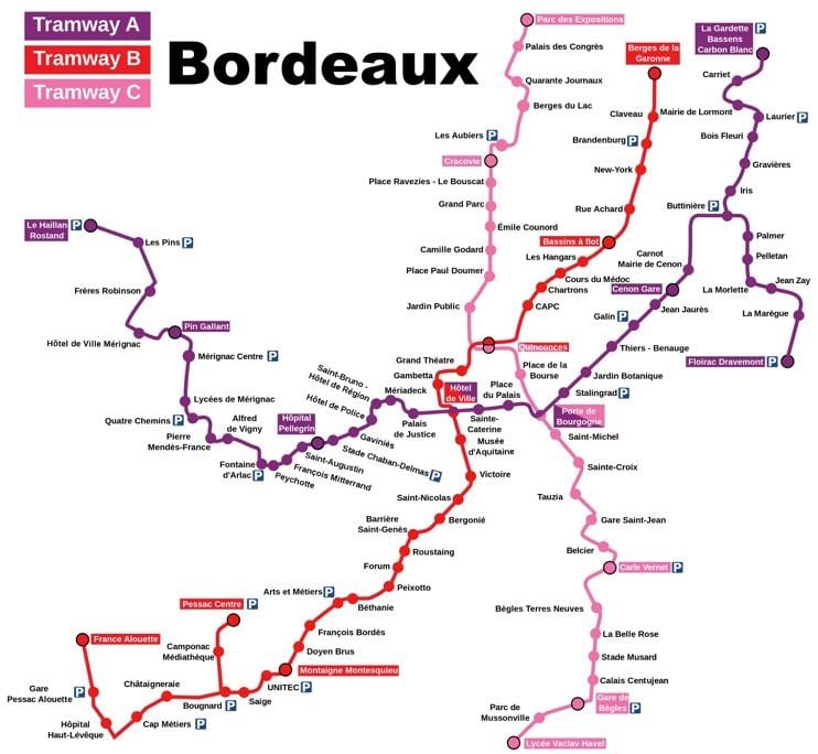 mapa de Bordeus de l'estació
