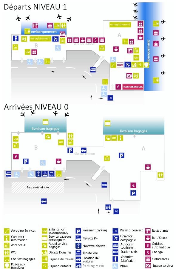 Bordeus terminal de l'aeroport mapa