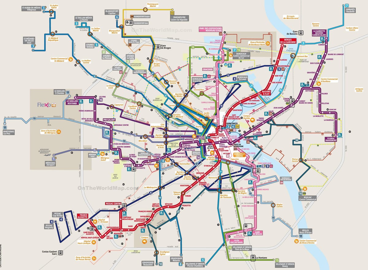 mapa de Bordeus trànsit