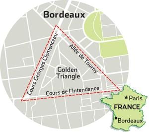 mapa de Bordeus triangle d'or 