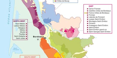 Mapa de Bordeus, país del vi